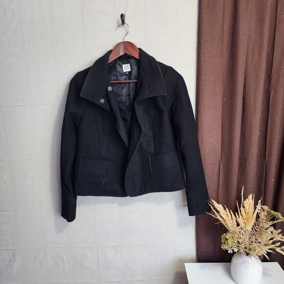 Old Navy Womens Jacket Size XS Black  80% Wool Blazer Collared Long Sleeve - Picture 1 of 13